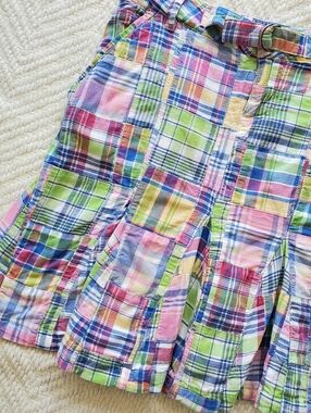 Y2K Pastel Plaid Preppy Flared Mini Skirt